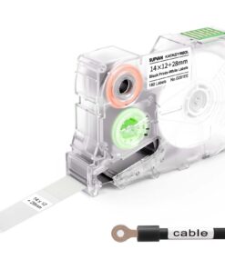 SUPVAN G15M gedrehtes Etikettenband für Heim, Schule und Büro - 14 mm x 28 mm, 180 Etiketten/Rolle, Schwarz auf Weiß