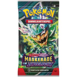 Pokémon Maskerade im Zwielicht Booster mit 10 wertvollen Sammelkarten + Heartforcards® Versandschutz