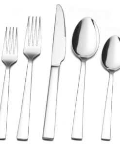 Herogo 12 Personen Besteck Set, Edelstahl Poliert, Silber Tafelbesteck Rostfrei Spülmaschinenfest für Familie/Party/Hote