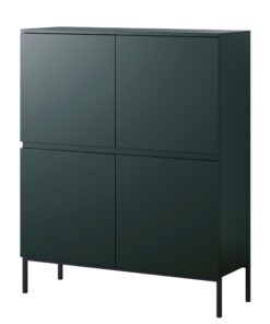 Selsey Kommode - Dunkelgrün, 100 cm, 4 Türen, 8 Fächer, Schwarze Beine, Perfekt fürs Schlafzimmer