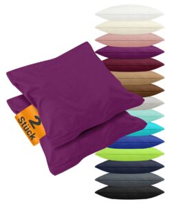 Npluseins 2er Pack Kissenbezüge unifarbenem Design aus OEKO-TEX Baumwolle Lilamäßig fürs Schlafen im Zuhause