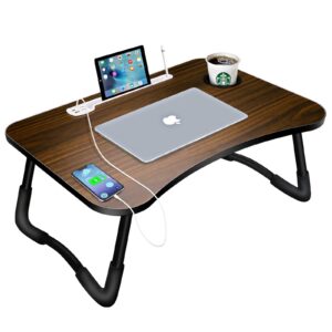 Laptop Betttisch Klappbar mit 4 USB Ladeanschluss | Laptop Tisch für Bett und Sofa mit Schublade | Klappbarer Laptop Be