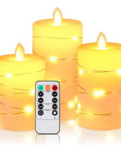 HIYAA LED Kerzen - batteriebetriebene Kerzen mit Fernbedienung & 24-Stunden-Timer, tanzende Flamme, 3 Packagogischer Fla