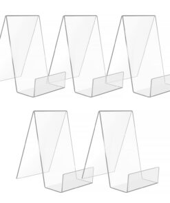 SWAWIS Acryl Buchstütze 5 Stück Transparent 10,5 x 9 x 7,5CM Büchern und Prospekten Ideal für Büros und Läden