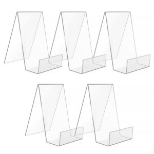 SWAWIS Acryl Buchstütze 5 Stück Transparent 10,5 x 9 x 7,5CM Büchern und Prospekten Ideal für Büros und Läden