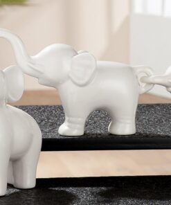 GILDE Deko Elefanten Familie - Tierfigur Dekoration Porzellan - Farbe: Weiß - Breite 15,5/14 / 20,5 cm GILDE Elepfante