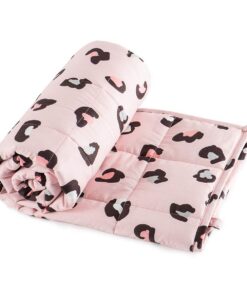 Sivio Rosa Leopardgewichtsdecke 1,3 kg für Babys in Flauschigem Material mit Punkten und Cartoon-Motiven 90x120 cm