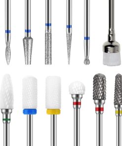 GeekerChip 12 Nagelbohrer-Set für Profis: 2 Wolframkarbid, 4 Keramik und 5 Diamantbohrer + Bürste 3/32 Zollkiye