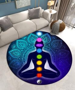 SANBEC Bunte Chakra-Mandala-Blume Bodenmatte für Zuhause und Wohnzimmer