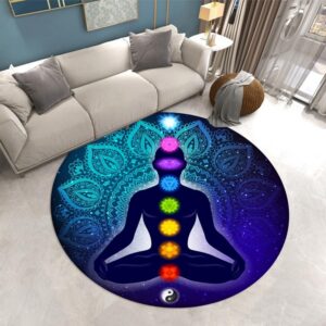SANBEC Bunte Chakra-Mandala-Blume Bodenmatte für Zuhause und Wohnzimmer