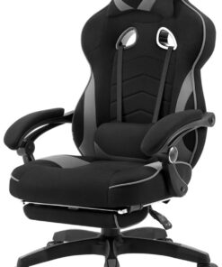 WOLTU Gaming Stuhl Schwarz+Grau Global Recycled Standard Kühl im Sommer Ergonomisch Verstellbar