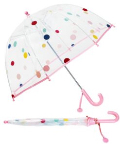 Decalsweet Kinderregenschirm, robust windsicher und-transparent, 70cm Durchmesser (Rosa Polka Dots)