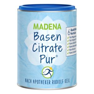 MADENA BasenCitrate Pur, organische Basen 216g, vegan, Viel Magnesiumcitrat, Zink, Kalium, Calcium, ideal für Diät und B