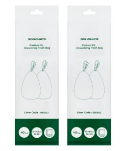 SONGMICS Müllbeutel, kompatibel mit SONGMICS Bewegungsmelder-Mülleimer, für Küchen, 45 l, Kordelzug, 2 Rollen, 80 Stück,
