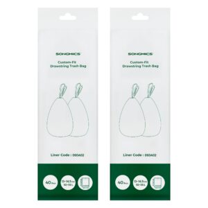 SONGMICS Müllbeutel, kompatibel mit SONGMICS Bewegungsmelder-Mülleimer, für Küchen, 45 l, Kordelzug, 2 Rollen, 80 Stück,