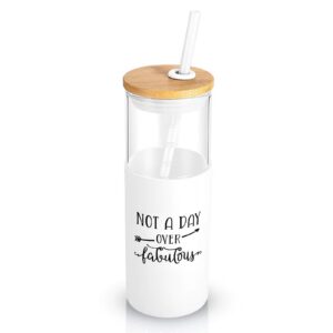 Tronco BPA-frei Glasbecher mit Strohhalm, Geschenk für Frauen/Mutter, 680 ml Wasserflasche mit Silikonhülle