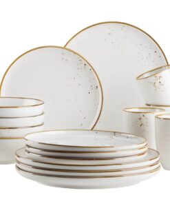 MÄSER Serie Pintar, hochwertiges Speise Geschirr-Set für 4 Personen, Vintage Handmade Look | MÄSER Serie Pintar, 16-te
