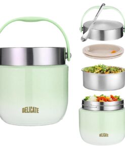 Thermobehälter für Essen 1200ml Edelstahl Warmhaltebehälter Kinder Lunchbox Isolierter Thermobox Grün