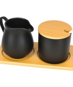 Milch und Zucker Set Schwarz Keramik Spülmaschinen- und Mikrowellengeeignet für Familie