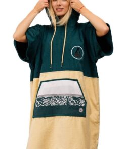 WAVE HAWAII Surfponcho Petrol 100% Baumwolle 160-190 cm für Surfen Strand