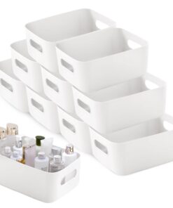 10 Stück Weißer Aufbewahrungsbox 30x20x12cm mit Griff für Badezimmer und Küche