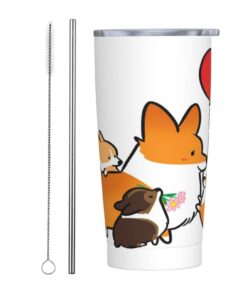 590 ml Vakuum-Reisebecher Cute Cartoon Corgi Weihnachten Edelstahl Tumbler Kaffeetasse mit Deckel