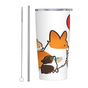 590 ml Vakuum-Reisebecher Cute Cartoon Corgi Weihnachten Edelstahl Tumbler Kaffeetasse mit Deckel