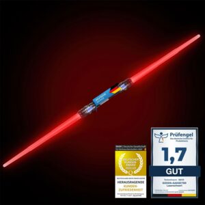 GOODS+GADGETS Doppelklingen Laserschwert Lichtschwert Laser Sword (Rot) 138 cm Schwert mit Beleuchtung & Sound