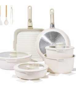 JEETEE Topfset mit abnehmbaren Griffen + Antihaft + Ofenfest Für Alle Herdarten 25-Teilig Beige Recycled Claim Standard