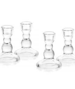 Glasseam Glas Kerzenhalter Stabkerzen 4 Stück Transparent Modern Weihnachten Advent Hochzeit Tischdeko