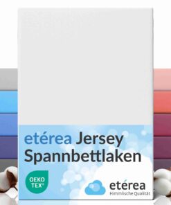 Etérea Jersey Spannbettlaken White 200x220cm - 100% Baumwolle OEKO-TEXMade in Green - Bettlaken Spannbett