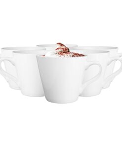 Glasmark KROSNO 1992 Keramische Tasse Set für Kaffee und Tee 6 Stück 230 ml Spülmaschinenfest Weiß Maja