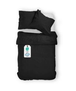 BLUE MOON Premium Satin Bettwäsche - 100% Baumwolle - Made in EU - Schwarz 135 x 200 + 80 x 80 cm
