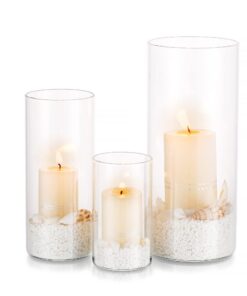 Modern Glaszylinder Kerzenhalter Set S+M+L für Hochzeit Tischdeko & Pampasgras Vasen