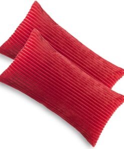 2er Set Kissenbezug im Doppelpack Cashmer Touch Fleece, ROT, 2X 40x80 cm für Sofa und Couchkopf, warm und komfortabel