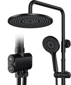 Rainsworth Regendusche ClimeCo Certified ohne Armatur Schwarz 25 cm Duschsäule 3 Strahlarten Duschkopf Duschsystem für D