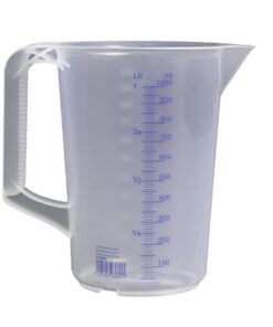 Hünersdorff Messbecher 1L |[resiliente Polypropylen (PP)]| für Küche & Labore | [Genau und einfach spülen] | [Geschlosse