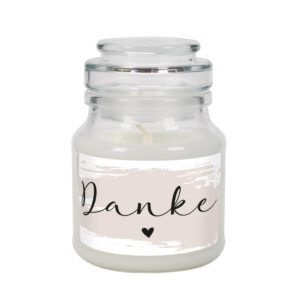 Herz & Heim® Dankeschön-Geschenk Duftkerze Glückslicht (Danke) 7 cm x 10 cm