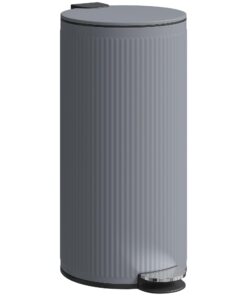 HOMCOM 30L Treteimer mit Softclose-Deckel und Pedal, Metall Abfalleimer Dunkelgrau 36x30x60,5 cm