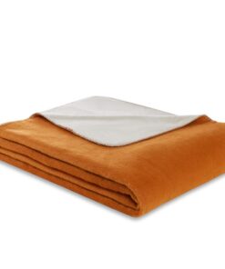 Doubleface Wohndecke Kuscheldecke 2 Farben toll warm aus hochwertiger Baumwollmischung (150x200 cm, Orange/Beige) Doub