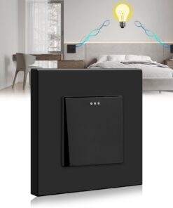 BSEED Lichtschalter 1 Fach 2 Weg für Wohnzimmer, Küche und Büro Schwarz-86mm BSEED Wechselschalter PC Panel Lichtschal