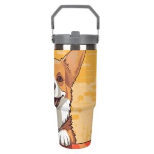 Elegant lifestyle Corgi Dog Trinkbecher mit Strohhalm, doppelwandiger Vakuum-Kaffeetasse, ideal für результатеreis