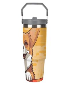 Elegant lifestyle Corgi Dog Trinkbecher mit Strohhalm, doppelwandiger Vakuum-Kaffeetasse, ideal für результатеreis