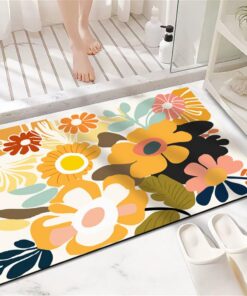 Fooyho Badematte Rutschfester Badezimmerteppich Groß Absorbierender Badteppich, Saugfähig und Schnelltrocknend für Bäder