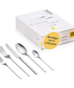 SILBERTHAL Besteck Set 6 Personen Spülmaschinenfest & Rostfrei - Monobloc Edelstahl 18/10 Matt - 30 teilig - für Hochzei