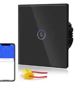 BSEED |4G WiFi-Berührungssensorschalter für Smart Life/Tuya/Google Alexa kompatibel - Glasfenster - Schwarz - 1 Fach