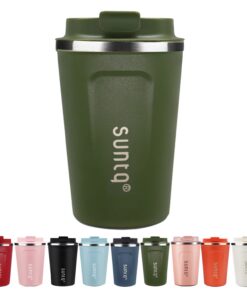 SUNTQ Thermobecher Doppelwand Isoliert - Idealer Geburtstagswunsch für Kaffeesfans (Grün, 380ml) SUNTQ Dauerhafte Edel
