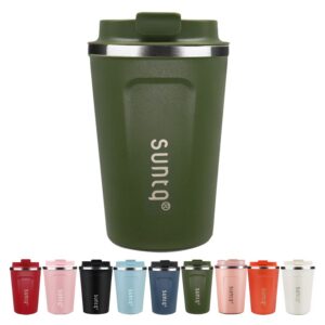 SUNTQ Thermobecher Doppelwand Isoliert - Idealer Geburtstagswunsch für Kaffeesfans (Grün, 380ml) SUNTQ Dauerhafte Edel