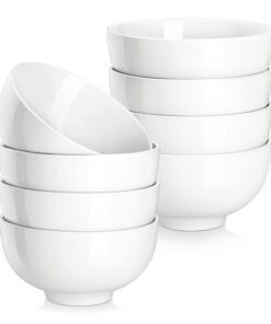 MALACASA Serie Regular 8-teiliges Porzellan Cremeweiß Müslischalen Set für Snacks und Dips