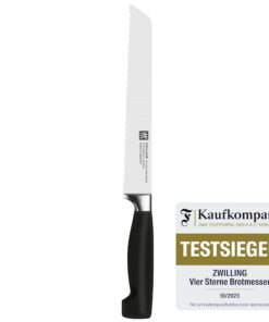 ZWILLING Vier Sterne Brotmesser, Rostfreier Spezialstahl, Ergonomischer Griff, Schwarz - Perfekt für Brotspalieren | ZW